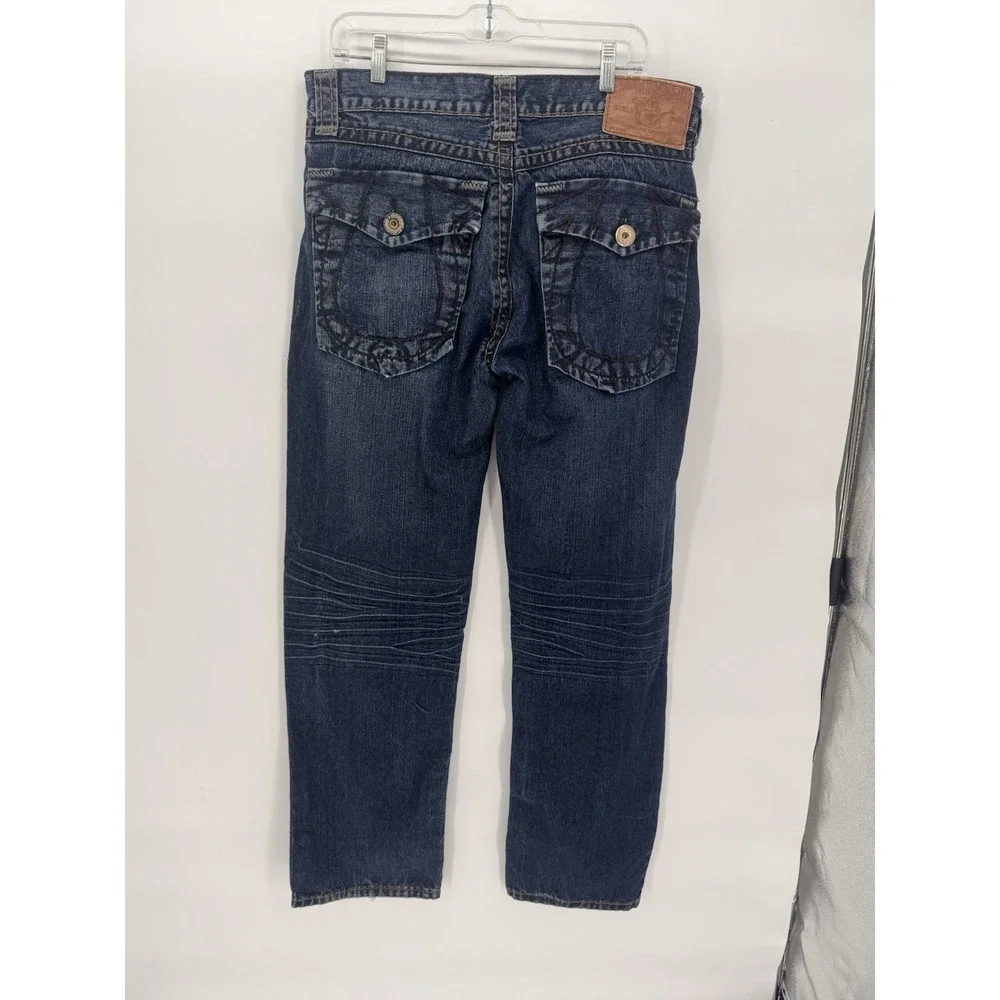True Religion Section‎ Straight Super QT Contrast Stitch Blue Jeans Mens 36